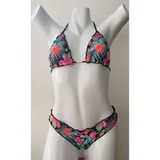 Biquini Ripple Dupla Face Flores Empina Bumbum em Poliamida Confortavel