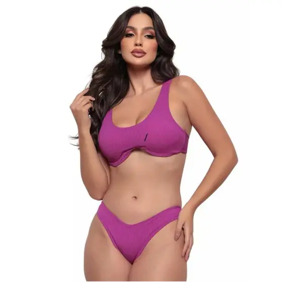 Biquíni Marquinha Asa Delta Fio Zero Transparência Top Roxo