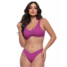 Biquíni Marquinha Asa Delta Fio Zero Transparência Top Roxo