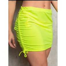 Saia Drapeada Saída de Praia Amarelo Neon com Regulagem