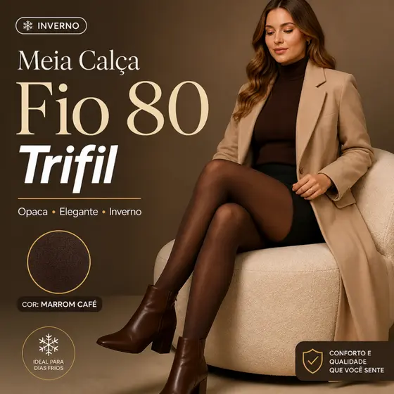 Meia Calça Fio 80 Trifil 6352 Inverno Poliamida Opaca Meia Calca