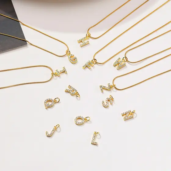 Vnox Colar Com Pingente Letra Inicial A-Z Unissex De Aço Inoxidável Banhado Ouro Amarelo 18 Polegadas
