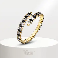 Vnox 8MM Pulseira Aberta De Tênis Zircon , Em Zircônio , De Feriado De Verão Colorida De 18K Gold Metal Cuff Bangle