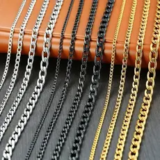 Vnox 3-7MM colar De Corrente De Ligação Cubano Para Homens De Aço Inoxidável Jóias Ouro Preto