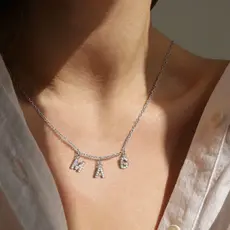 Vnox Silver Colares Iniciais Para Mulheres , Colar Combinado De Nome Personalizado , Jóias Personalizadas De Aniversário De Presente