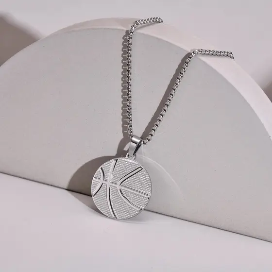 VNOX Marca De Moda De Aço Inoxidável-Pingente De Basquete Preto Colar De Prata Personalidade Dos Homens Casuais Ouro Jóias
