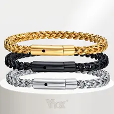Vnox 6MM Pulseiras De Corrente De Ligação De Trigo De Aço Inoxidável Para Homens Jóias De Pulseira Masculina