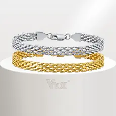 Vnox Pulseira Fashionable Aço Inoxidável Para Homens , De Malha Combina Com Tudo Ouro Luxuosa Mulheres