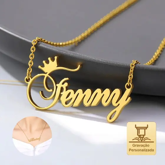 Vnox Nome Personalizado Colar De Placa De Para Mulheres Corrente De Aço Inoxidável Ouro Princesa BFF Jóias