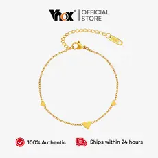 Vnox Coração Acessórios Pulseira Colar 2 Peças Conjunto Para Mulheres , Ouro Aço Inoxidável Não Manchar À Prova Dwaterpr