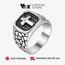 Vnox Punk Preto Ouro Cor Cruz Anel Masculino Titânio Aço Crack Guerreiro Jóias Masculinas Viking Vintage Estética CZ Ané