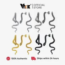 Brincos De Cobra De Zircônia Preta Vnox Estética Escura Joias Avançadas Design Minimalista Personalidade Misteriosa