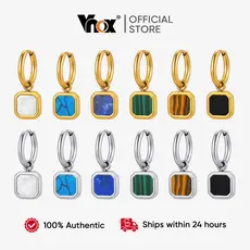 Brincos De Pedra Natural Dourada Vnox À Prova D'água E Antimanchas Vintage Gotas Boho Joias Minimalistas Hipoalergênicas