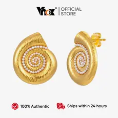 Vnox Feminino Meninas Estilo Oceano Ouro Concha Pérola Brincos , Aço Inoxidável Não Desbotamento E Hipoalergênico Festa 