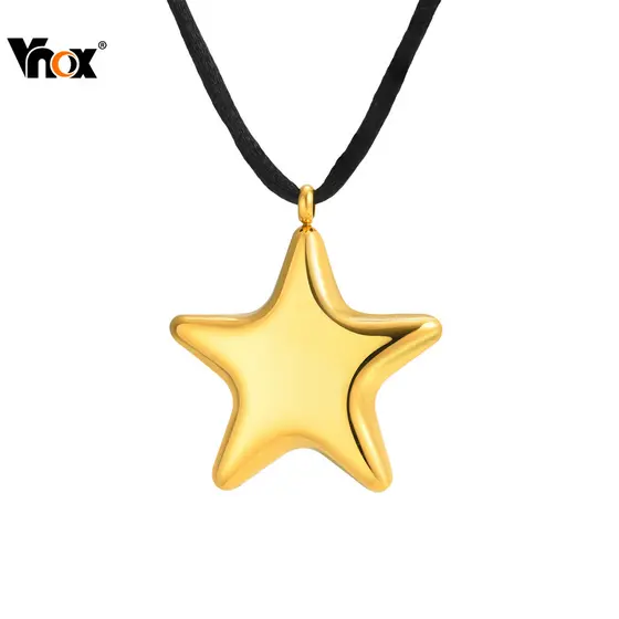 Vnox Ouro Gota De Água Pentagrama Pingente Colar De Aço Inoxidável Feminino Hipoalergênico Ajustável Chunky Enviar Namor