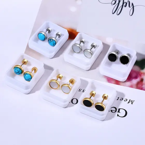 Vnox Brinco Stud Para Mulheres Em Aço Inoxidável Ouro Cor Prata Jóias Da Moda