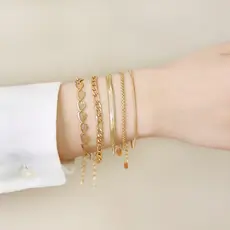 Vnox Pulseira Feminina De Aço Inoxidável Banhado A Ouro