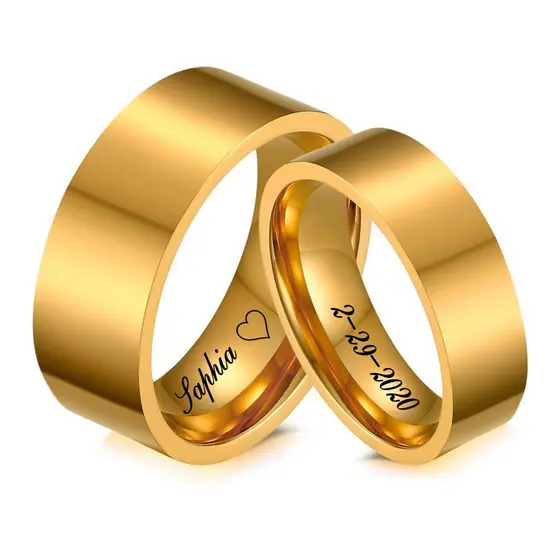 Vnox Bandas De Casamento Para O Seu Dele Dela De Aço Inoxidável Da Cor Do Ouro Mulheres Homem Presente Do Amor