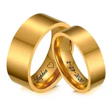 Vnox Bandas De Casamento Para O Seu Dele Dela De Aço Inoxidável Da Cor Do Ouro Mulheres Homem Presente Do Amor