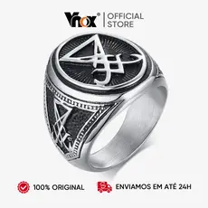 Vnox Stainless Steel Rings for Men Sigil of Lucifer Seal of Satan Devil Demon Symbol Jewelry with Gift Bag