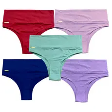 Kit 5 Calcinha Segura Barriga Zero Barriga Calcinha Cós Alto