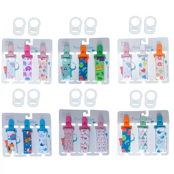 3 Prendedor De Chupeta para Mam Nuk Avent + 2 Anéis Argola Adaptador Chupeta sem Alça menina menino