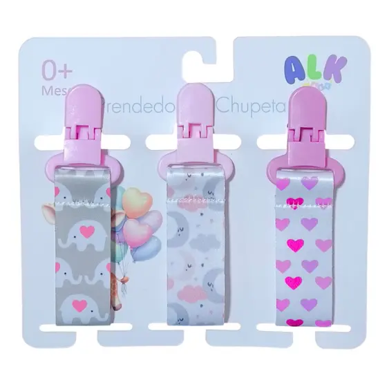 Kit 3 Prendedores de Chupeta Bico Bebê Menina Mam Buba Avent Lillo Lolly Premium