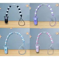 Prendedor chupeta personalizado com nome da criança do Bebê cores neutras serve  mam nuk avent lillo