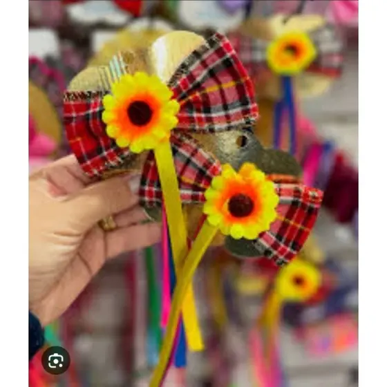Laço junino pra cabelo festa junina