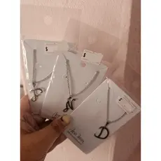 Colar de inicial prateado aço inoxidável