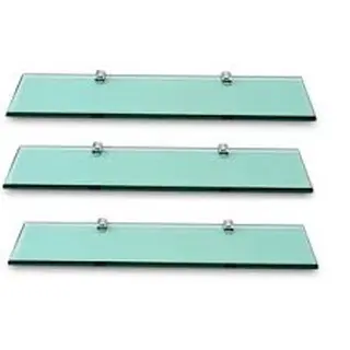 Kit 3 prateleira 30 x 10 de vidro 6 mm incolor, verde ou fumê com pinos de fixação.