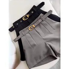 Short Feminino Alfaiataria Com Cinto Forrado Social cintura alta