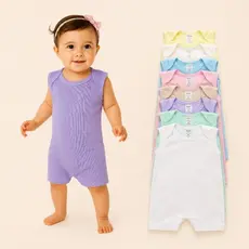 macacão bebe infantil curto malha canelada