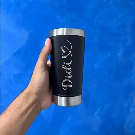 Copo Térmico Personalizado a Laser com Seu Nome Time Desenho Profissão - 473ML com Tampa e Abridor