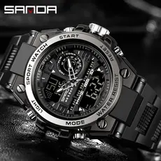 Sanda Relógio Masculino à Prova D'água Relógio Esportivo Moda Luxo LED Digital Militar Multifuncional Relógio Masculino