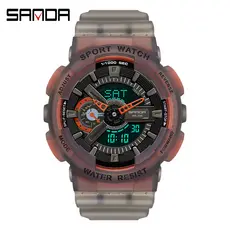 SANDA Relógio Masculino à Prova D'água Moda Relógio Masculino Digital Luxo Casual Masculino 3029