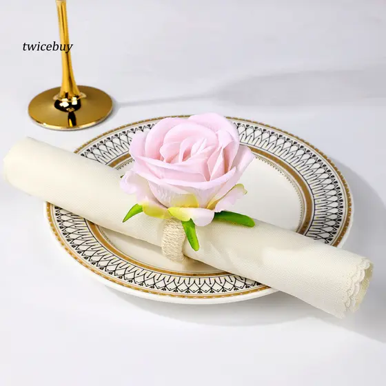 [TY] Configurações De Mesa Decorativas Para Chás De Panela , Anéis De Guardanapo Rosa , Design Floral Pastoral Casas Ele
