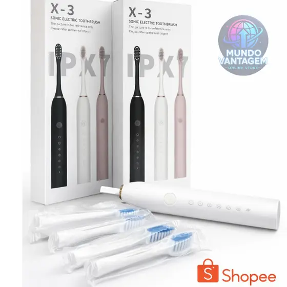 Escova Elétrica Recarregável USB Limpeza Profunda 5 Modos Portátil X-3