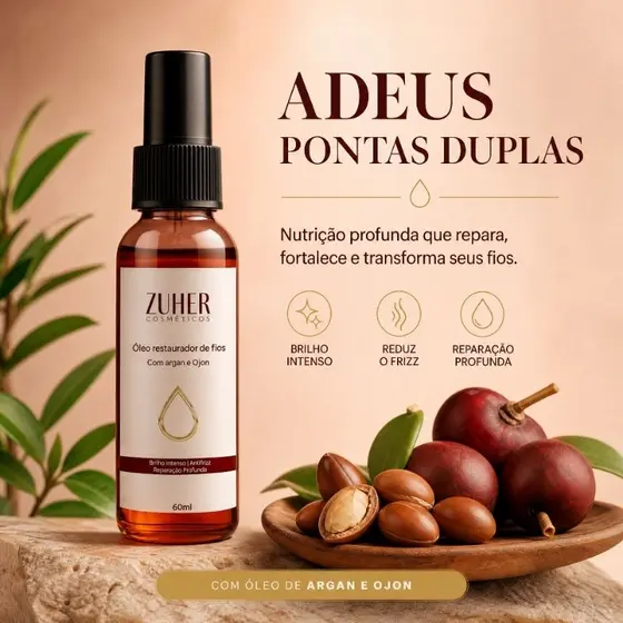 Óleo Restaurador de Fios Serum Zuher Cosméticos