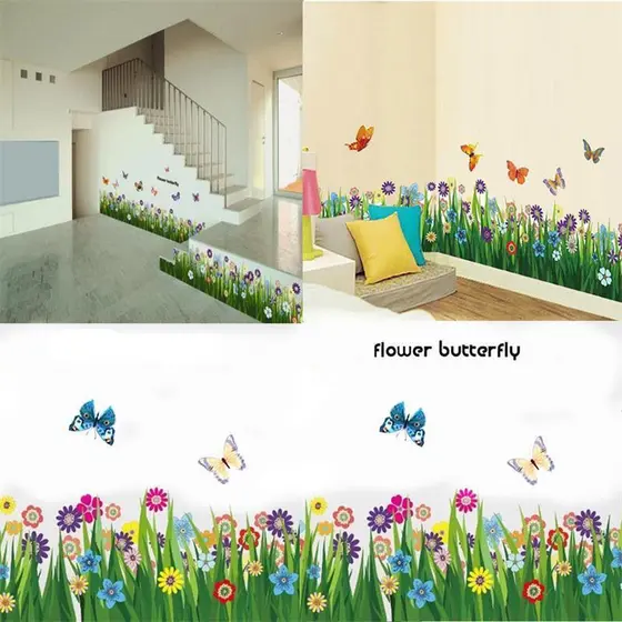 1 * Adesivos Removíveis De Parede De Grama Borboleta Com Flores Decalque Decoração De Janela De Casa Reino Unido