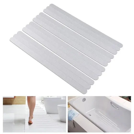 12Pcs Adesivos Antiderrapantes Para Banho Anti-Derrapante Fita De Segurança Piso Branco