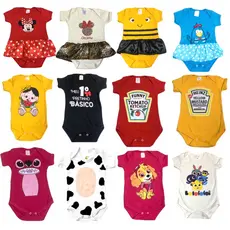 Bodys bebê temáticos, mêsversário, body bebê, personagens, malha suedine 100% algodão