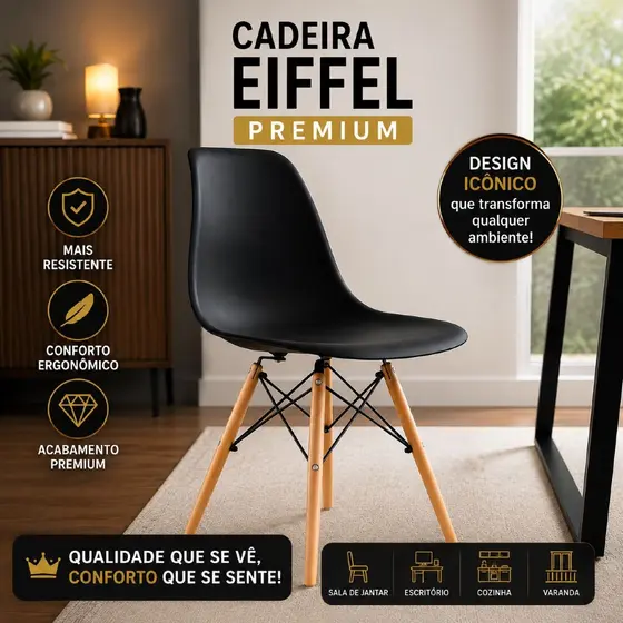 Cadeiras Eiffel Eames 1, 2 ou 4 Unidades Sala Quarto Escritorio Mesa Jantar Moderna