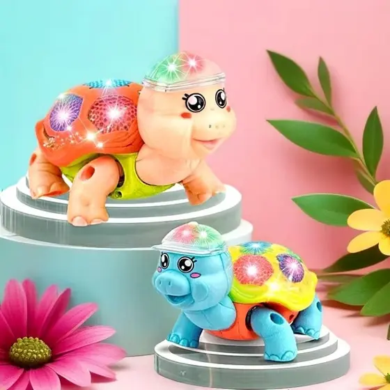 Brinquedo Tartaruga com Som e Luzes - Colorido Interativo
