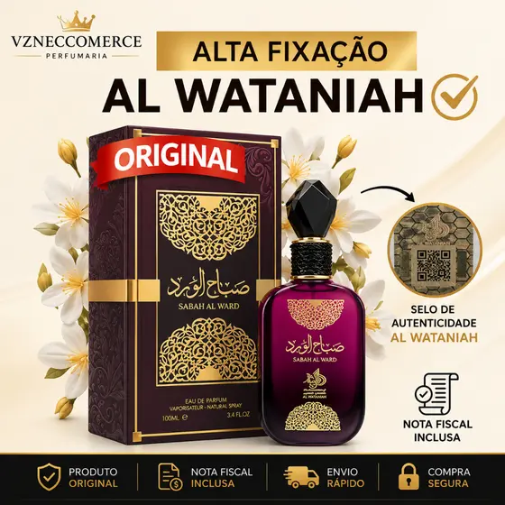 Eau De Parfum Feminino Sabah Al Ward 100ml Al Wataniah Arabe