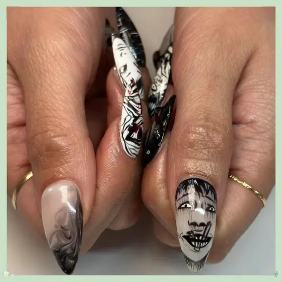 Unhas Falsas Longas , De Amêndoa De Verão Para Manicure Vestível , Prensa De Cabeça Pontiaguda Nas
