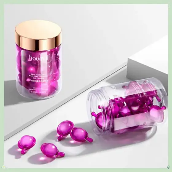 Rose Capsules Cabelo , Cápsulas Nutrir Extratos De Plantas Óleo De Queratina , Flexibilidade