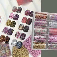Adesivos Para Unhas , Folhas De Pretas E Brancas Com Estampa De Leopardo , Decalques De Manicure Design De Renda