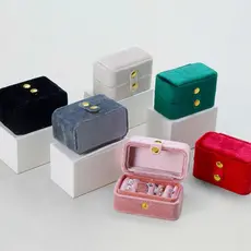 INSTORE Mini Caixa De Armazenamento De Anel , De Veludo Retrô Requintada , Suporte De Brinco Organizador De Joias