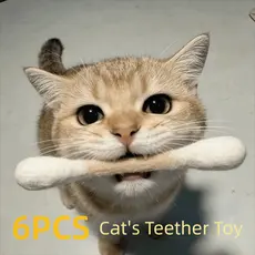 INSTORE 6 Peças De Brinquedo De Gato De Cotonete De Algodão , Mastigar De Gatinho De Textura Macia Anti-Odor Leve Para D